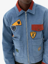 Blue 'Patches' College Velvet Jacket