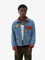 Blue 'Patches' College Velvet Jacket