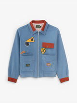 Blue 'Patches' College Velvet Jacket