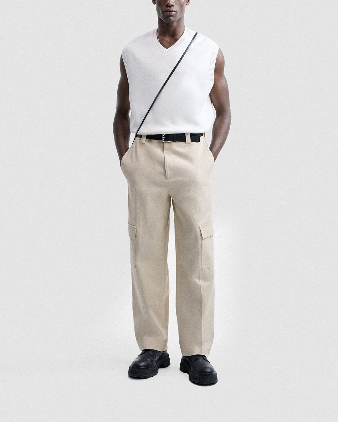 Khaki Wide Cargo Pants