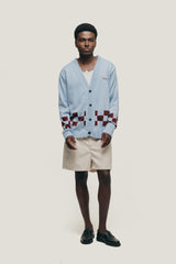 Blue/Wine 'Checkered' Cardigan