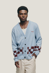 Blue/Wine 'Checkered' Cardigan