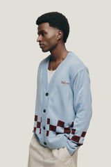 Blue/Wine 'Checkered' Cardigan