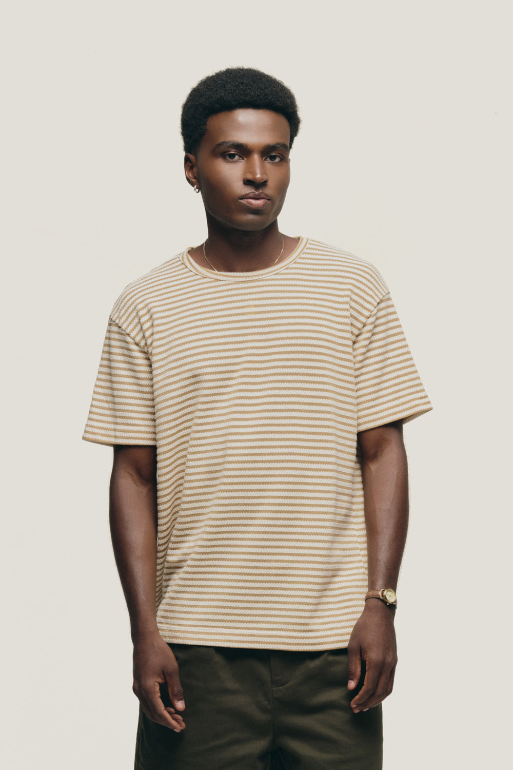 Yellow & White Striped Knit Tee