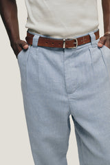 Blue Herringbone 'Tailoring' Double Pants