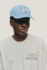 Blue Washed 'Hibiscus' Cap