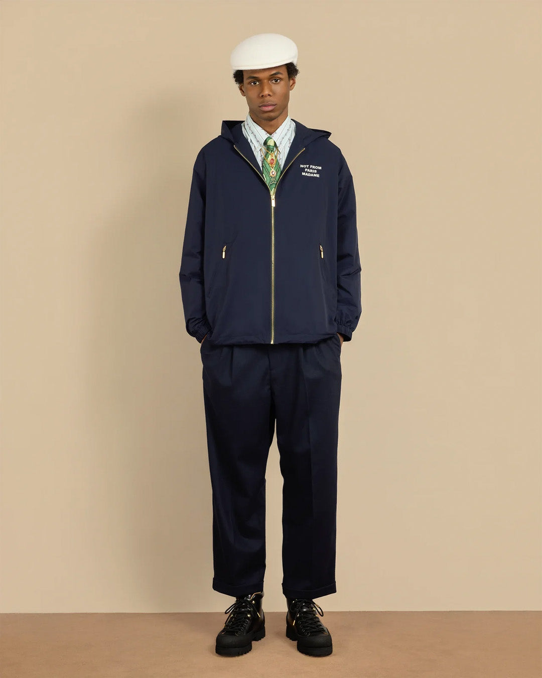 Blue La Veste Capuche Slogan