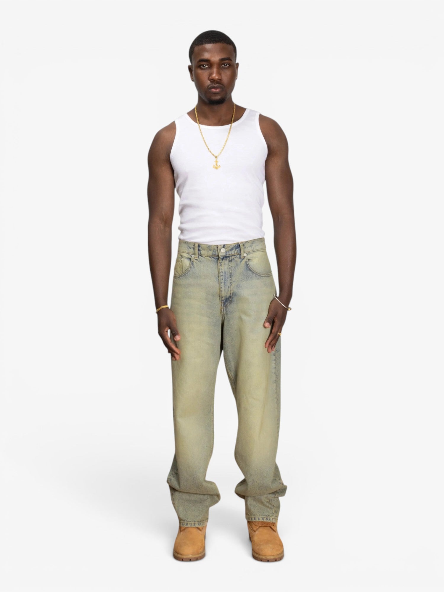 Light Blue Sandwashed 'Dirty Whiskers' Denim Pants