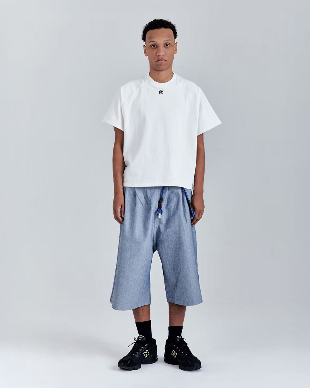 Ligth Blue Wide Denim Shorts