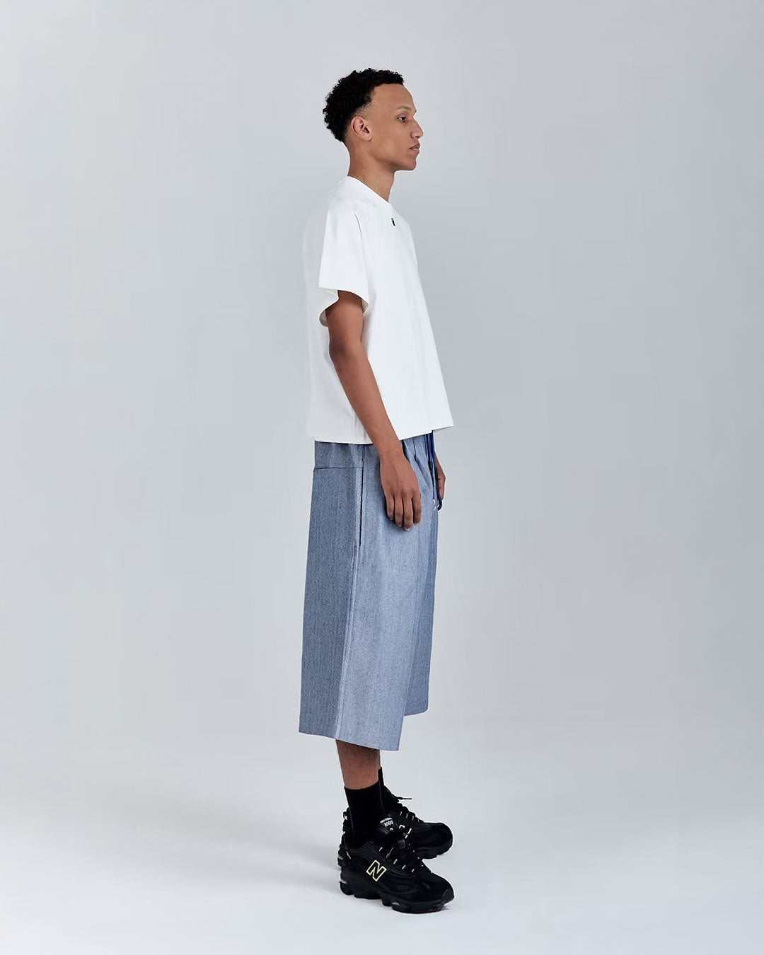Ligth Blue Wide Denim Shorts