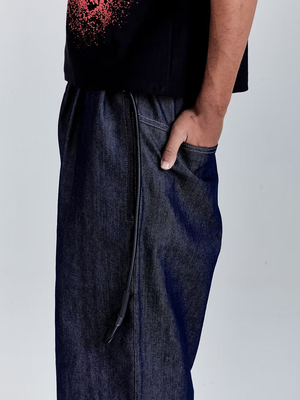 Navy Wide Denim Pants