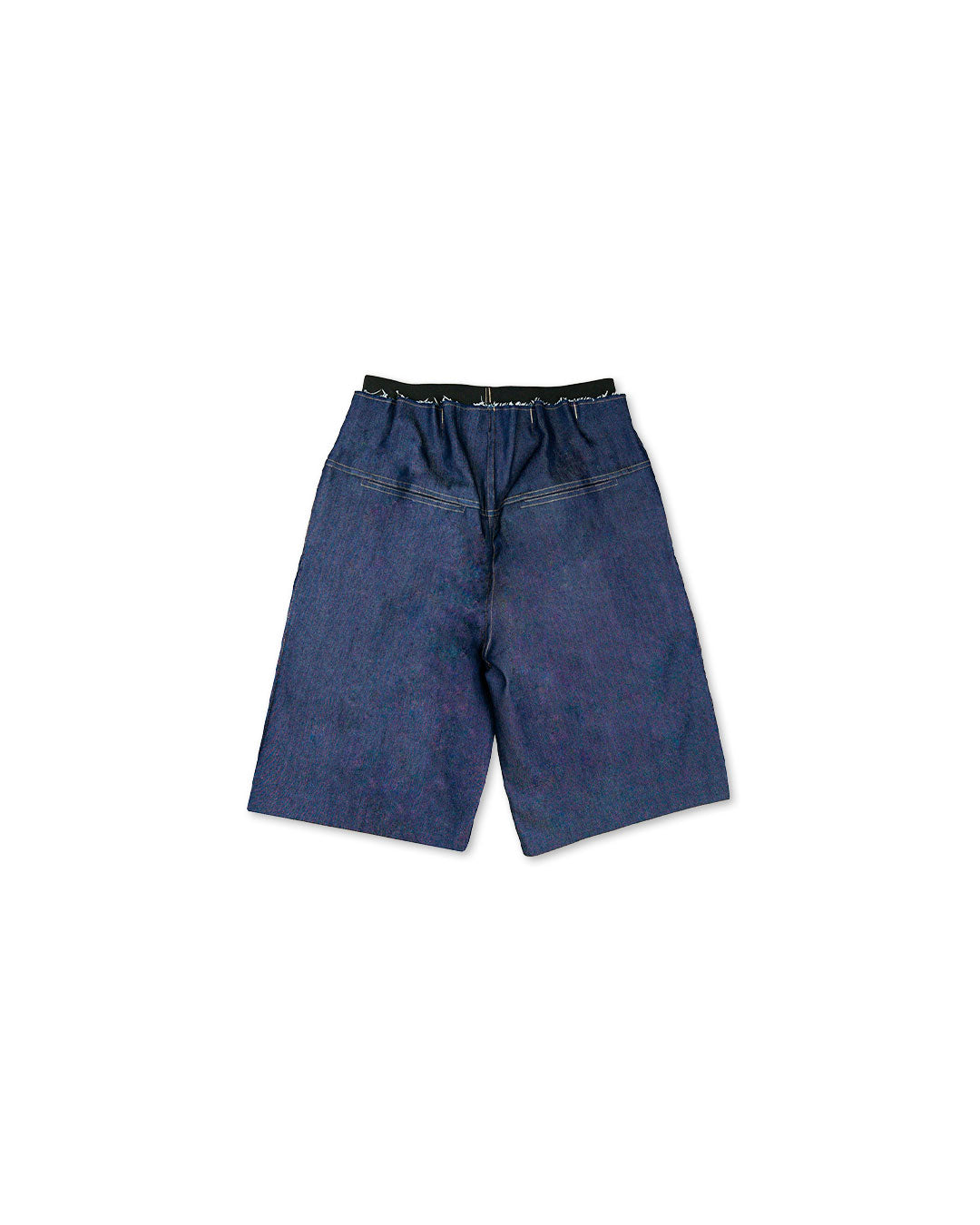 Navy Wide Denim Shorts