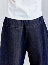 Navy Wide Denim Shorts
