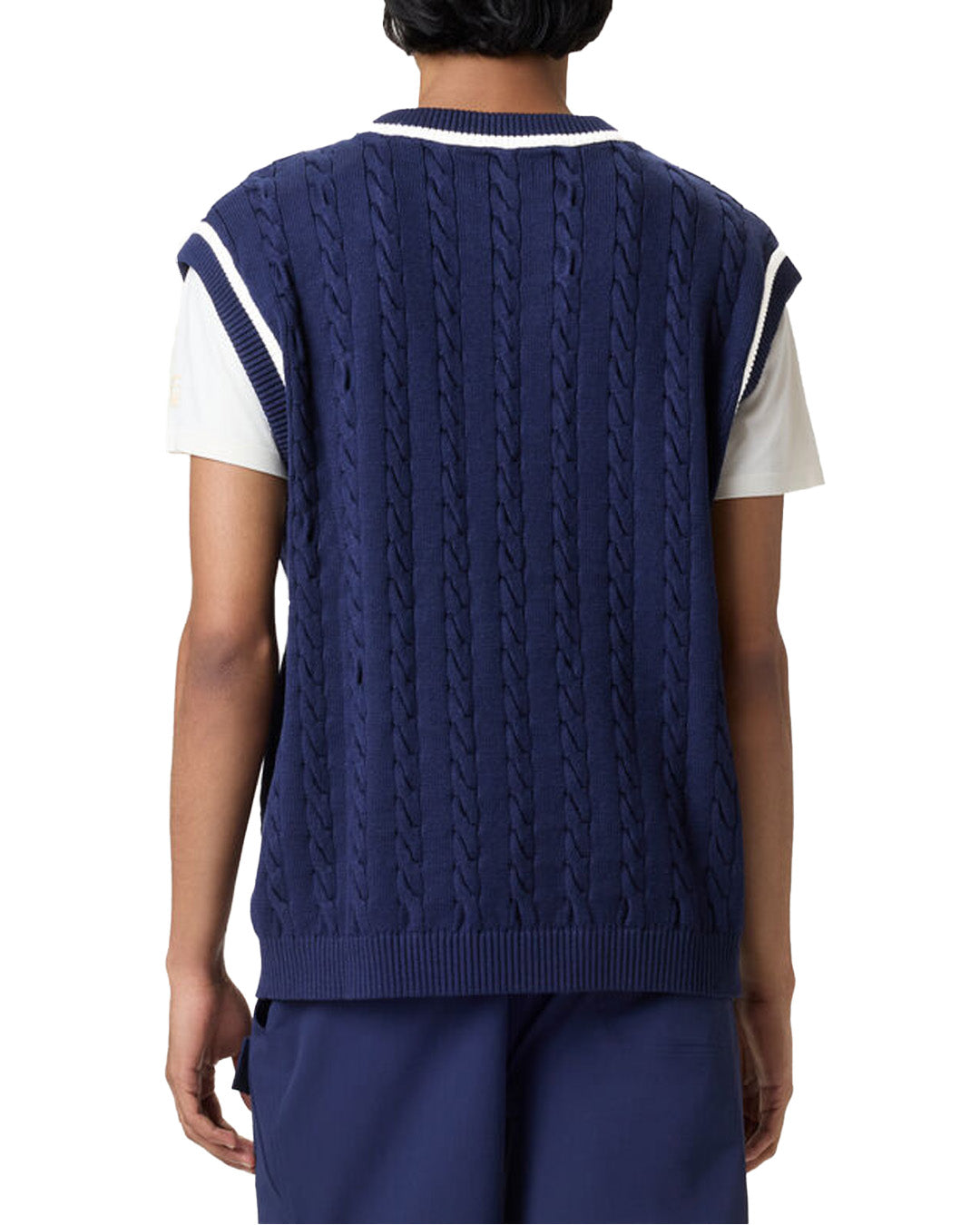 Navy Baseline Cable Knit Vest