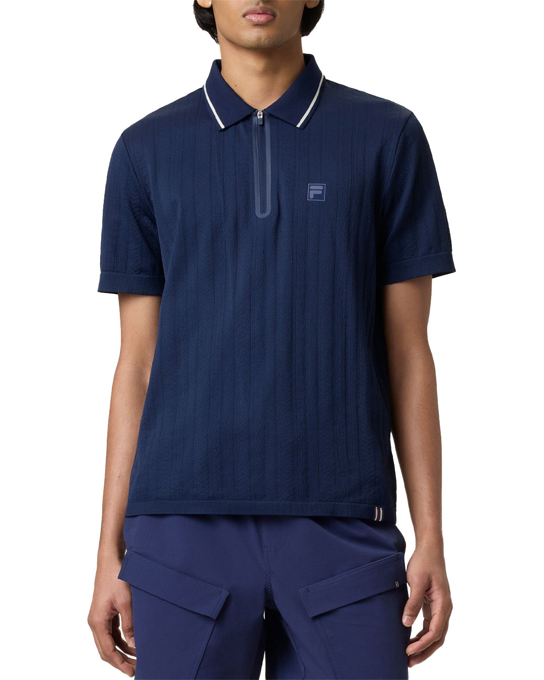 Navy Challenger Cable Zip Polo