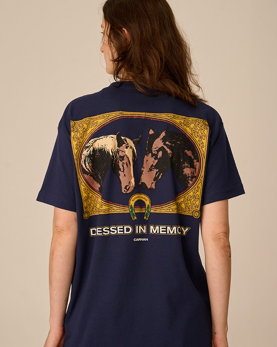 Navy 'Horses Painting' Heavy Tee