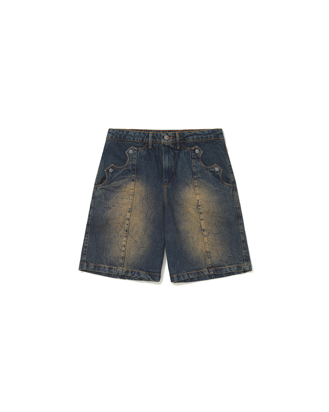 Navy Marbled 'Garça' Denim Shorts