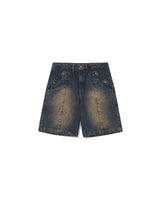 Navy Marbled 'Garça' Denim Shorts