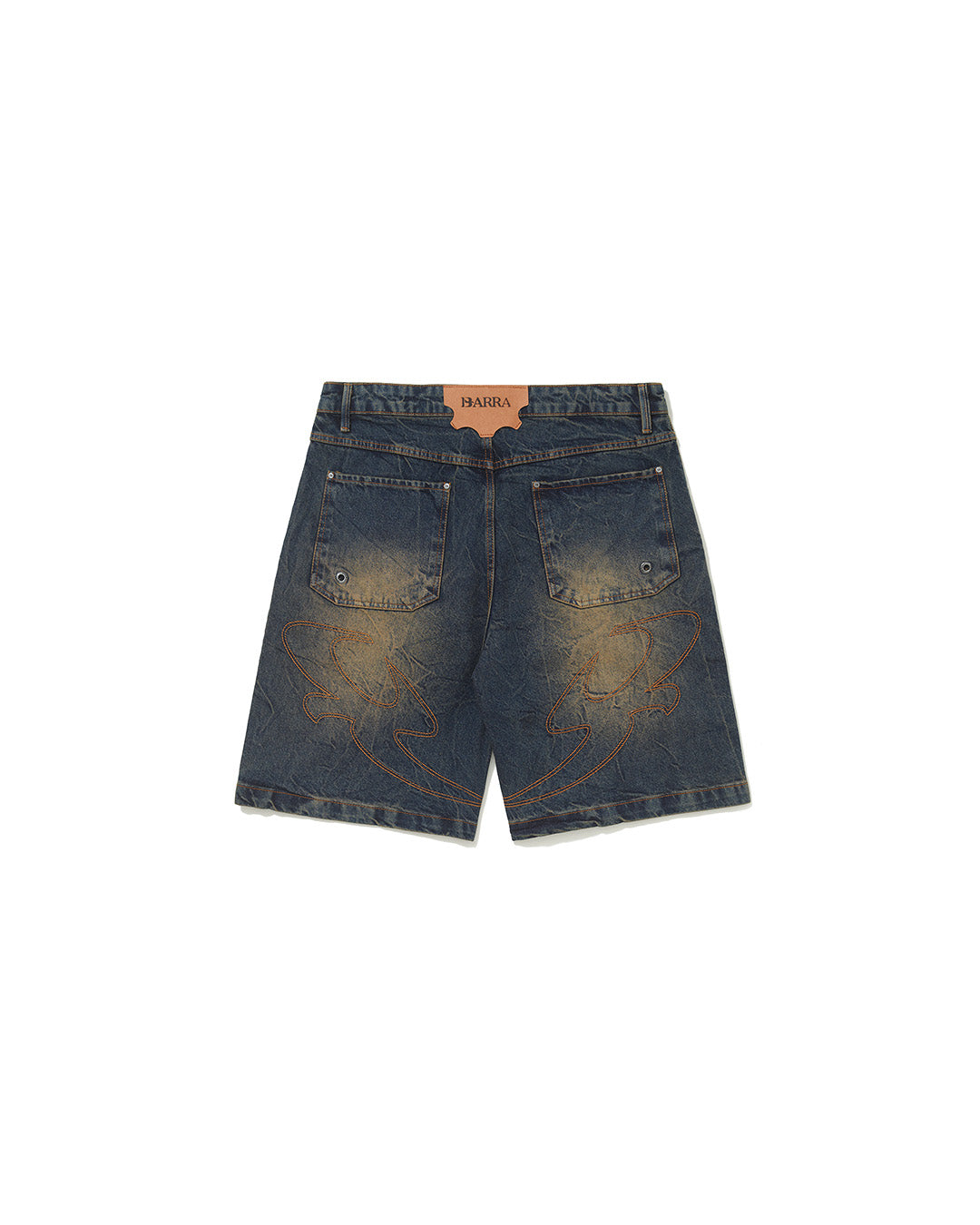 Navy Marbled 'Garça' Denim Shorts