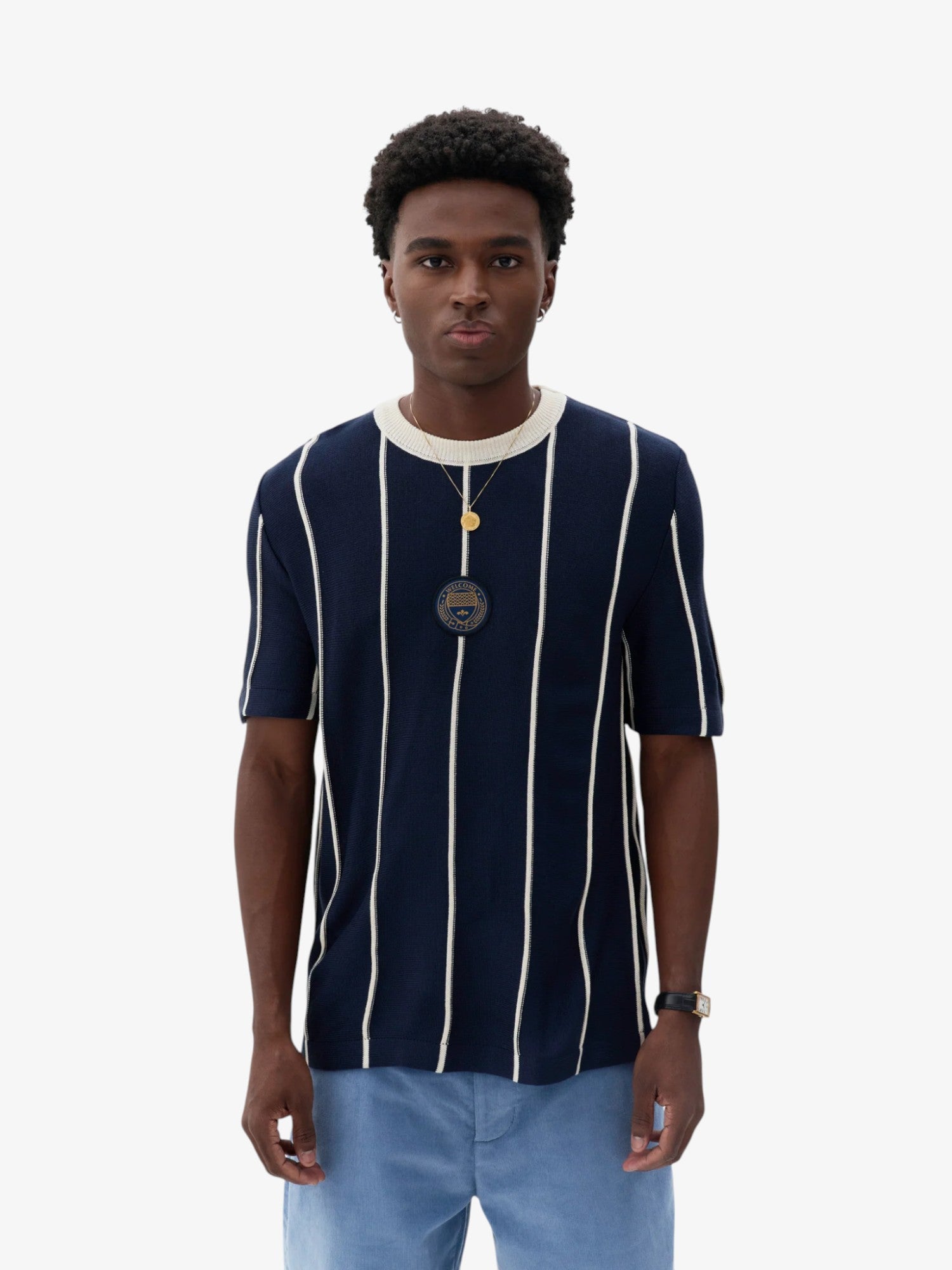 Navy Striped Tricot Jersey