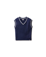 Navy Baseline Cable Knit Vest