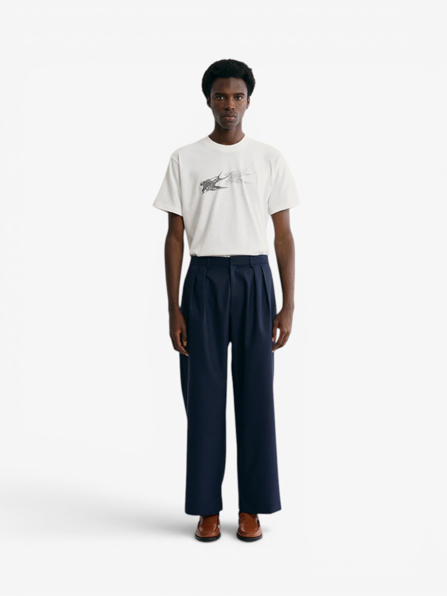 Navy Striped Tailored Pants