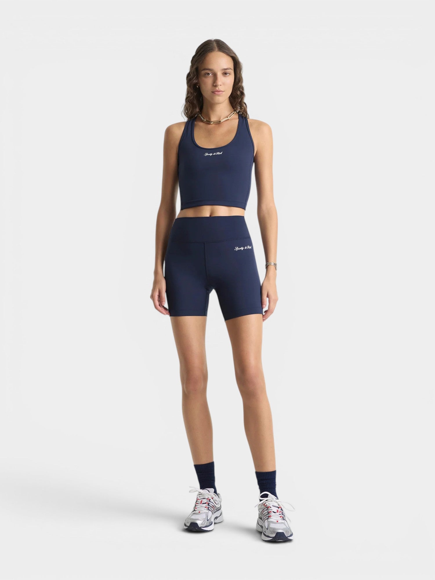 Navy & White 'Signature Logo' Biker Shorts