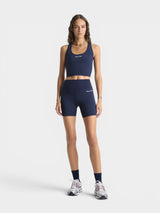Navy & White 'Signature Logo' Biker Shorts