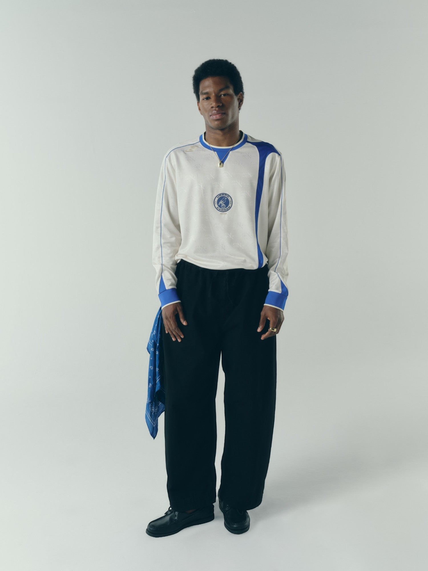 Off-White & Blue 'Away' Longsleeve Jersey X UMBRO