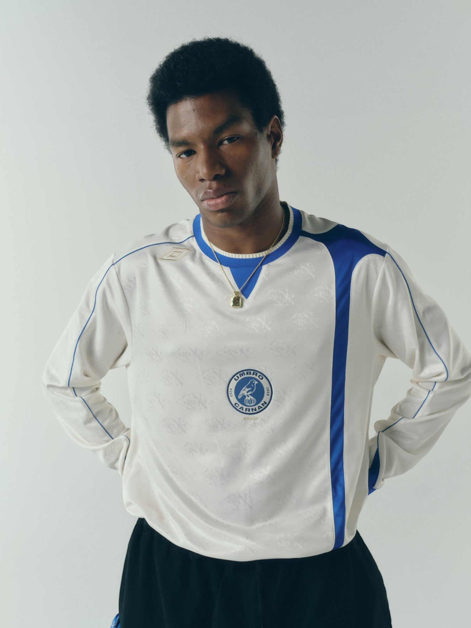 Off-White & Blue 'Away' Longsleeve Jersey X UMBRO