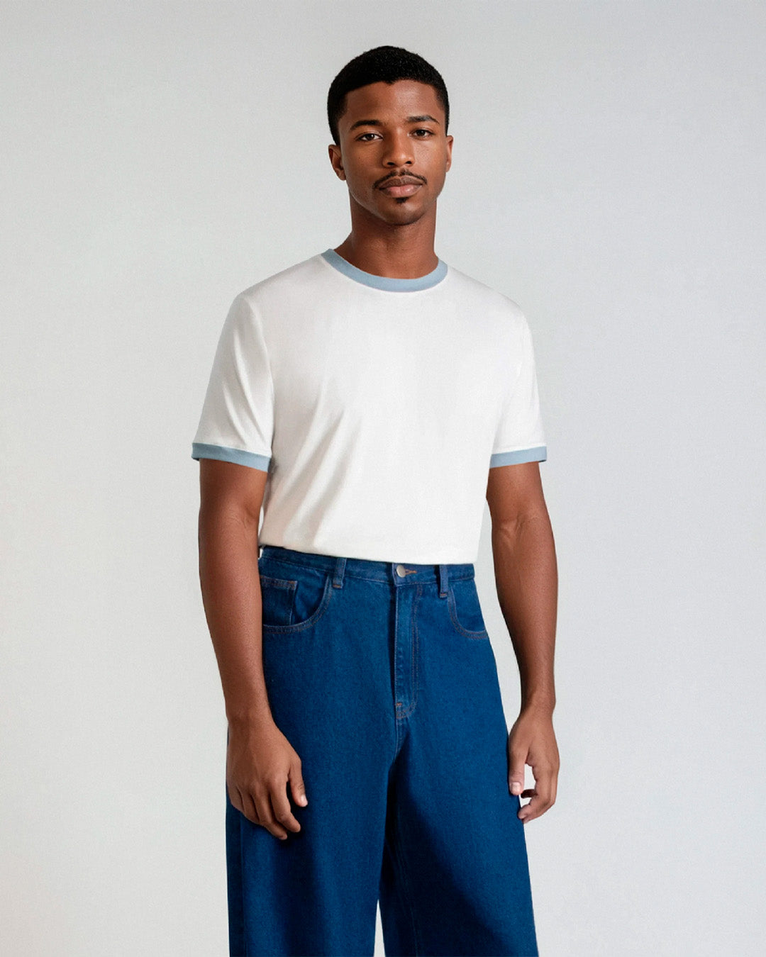 Off/Blue 'Vintage' Slim Tee