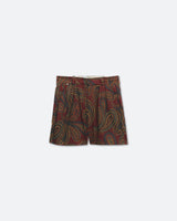 Paisley Pleated Tailored Shorts