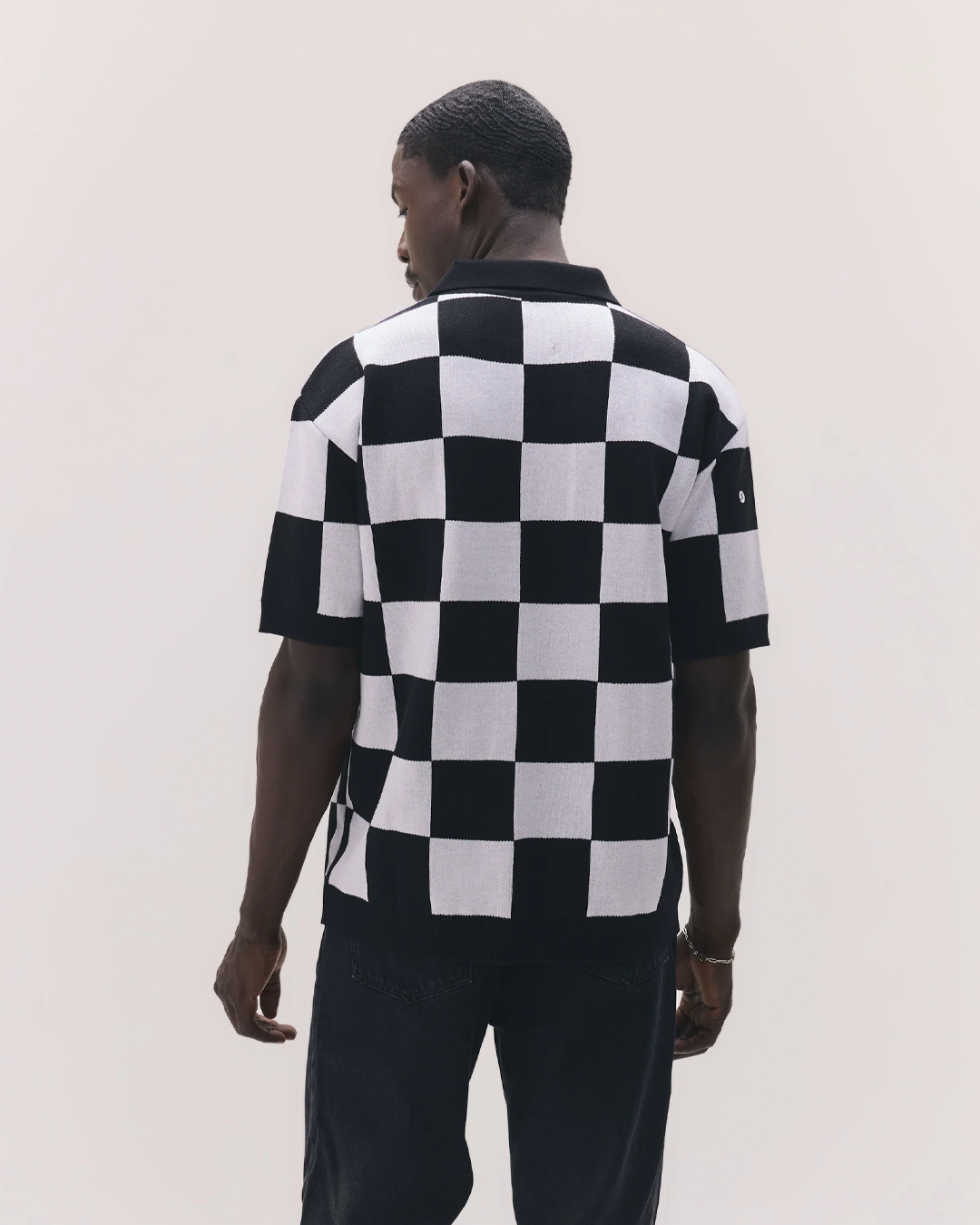 Black 'Checkerboard' Polo Knitwear