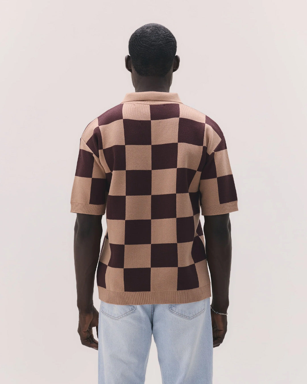 Brown 'Checkerboard' Polo Knitwear