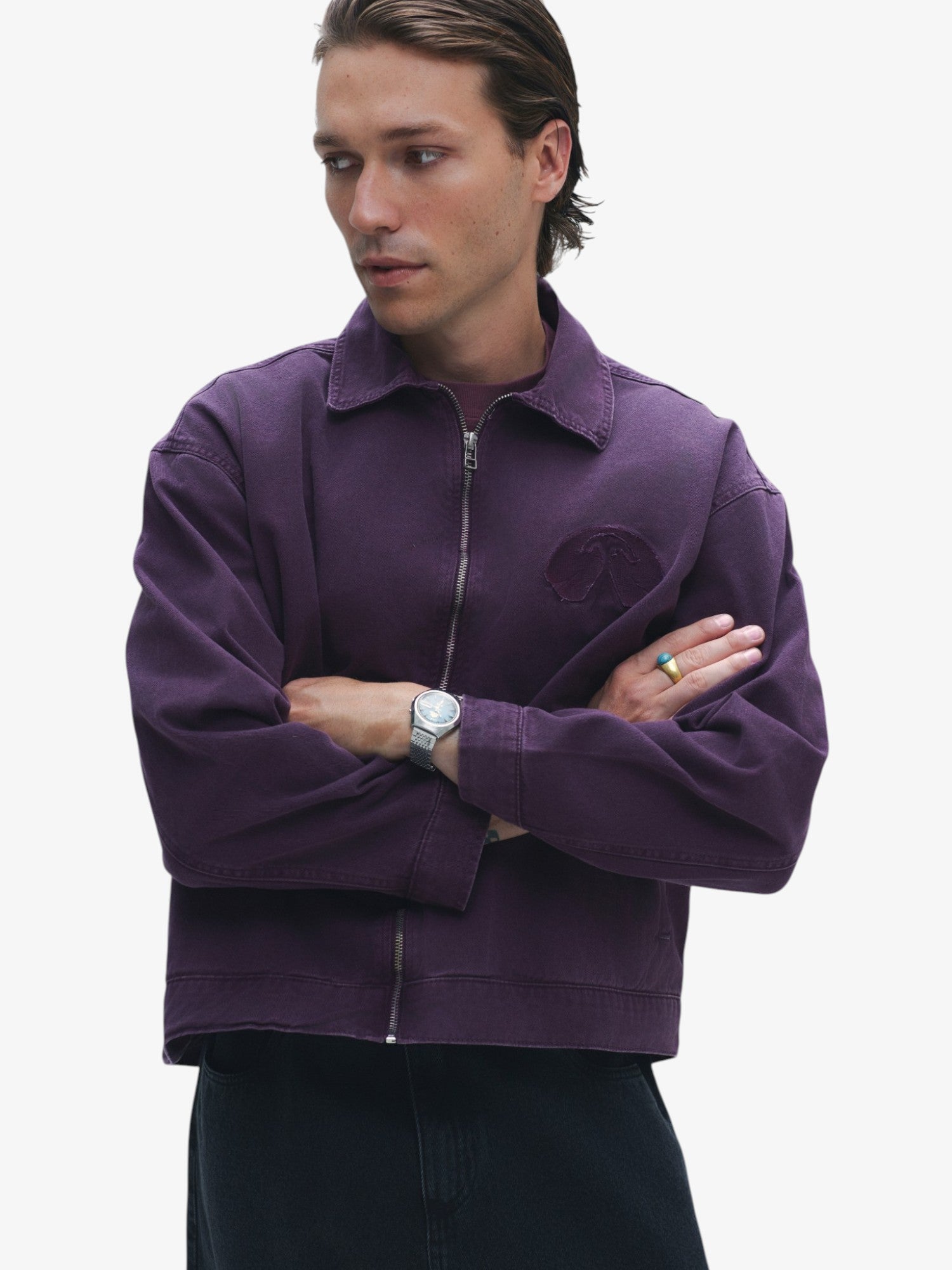 Purple Twill Zip Jacket