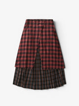 Red & Brown Plaid Layer Double Skirt