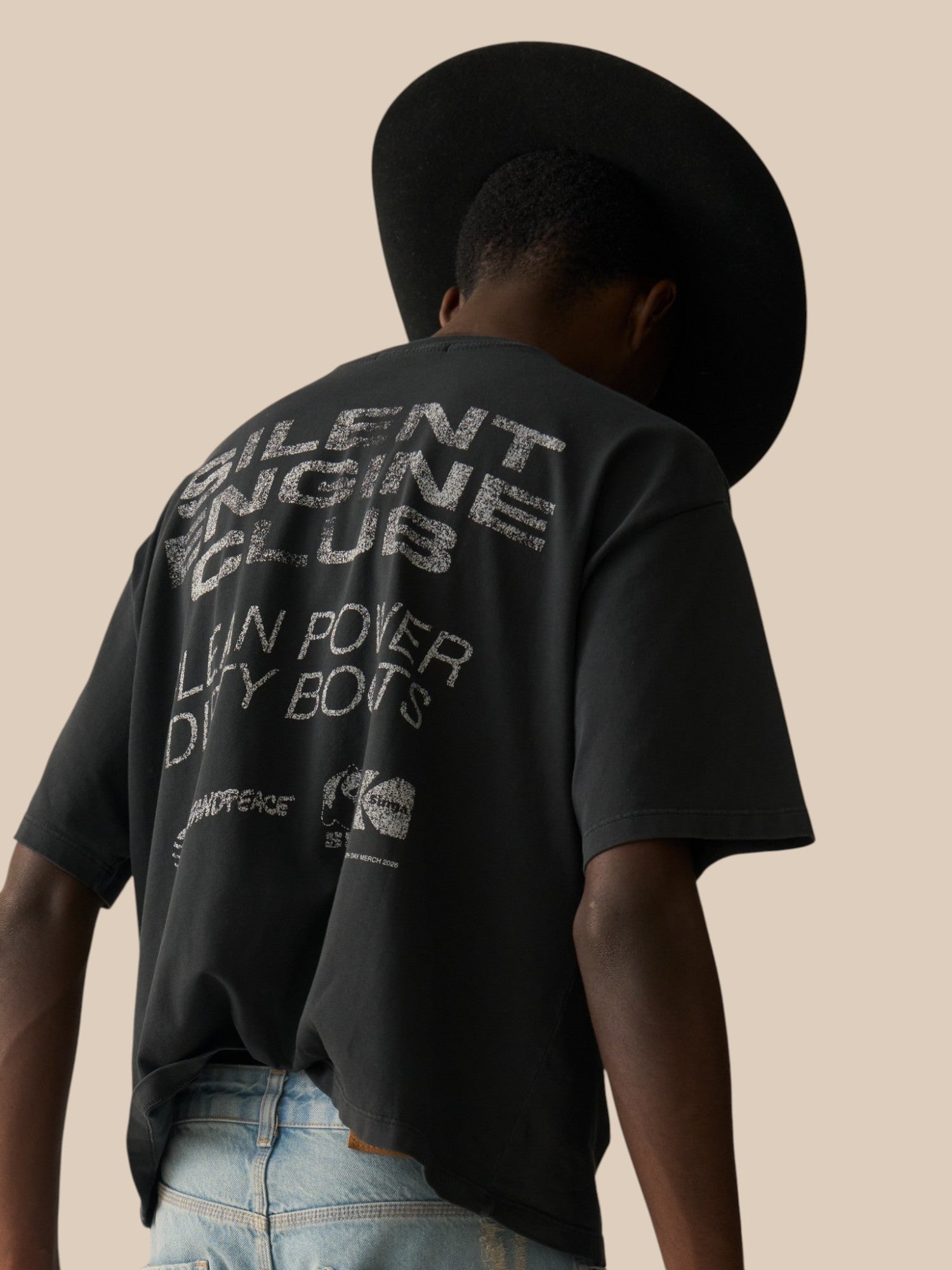 Black Faded 'Earth Day Grand Prix' Boxy Tee X ALLGLORY