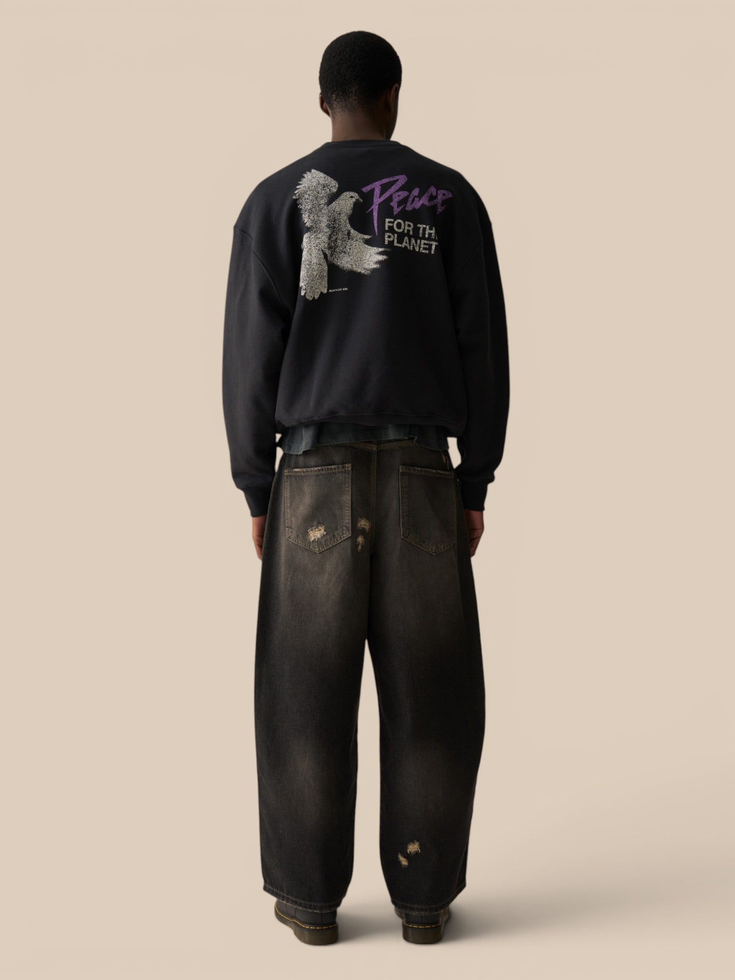 Black 'Peace For The Planet' Crewneck X ALLGLORY
