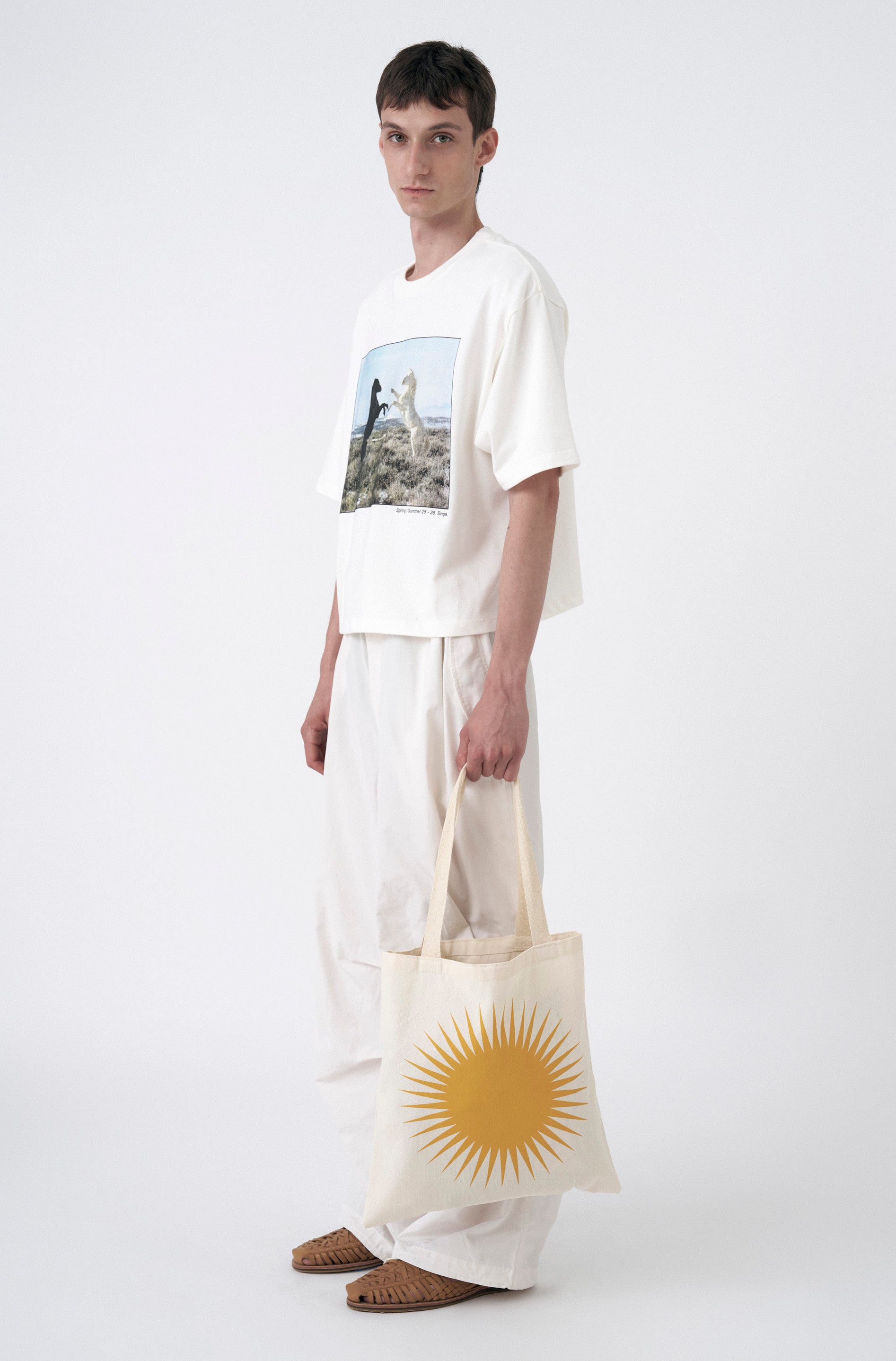 White 'Wild Horses' Boxy Regular Tee
