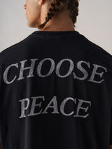 Black 'Peace' Oversized Boxy Tee