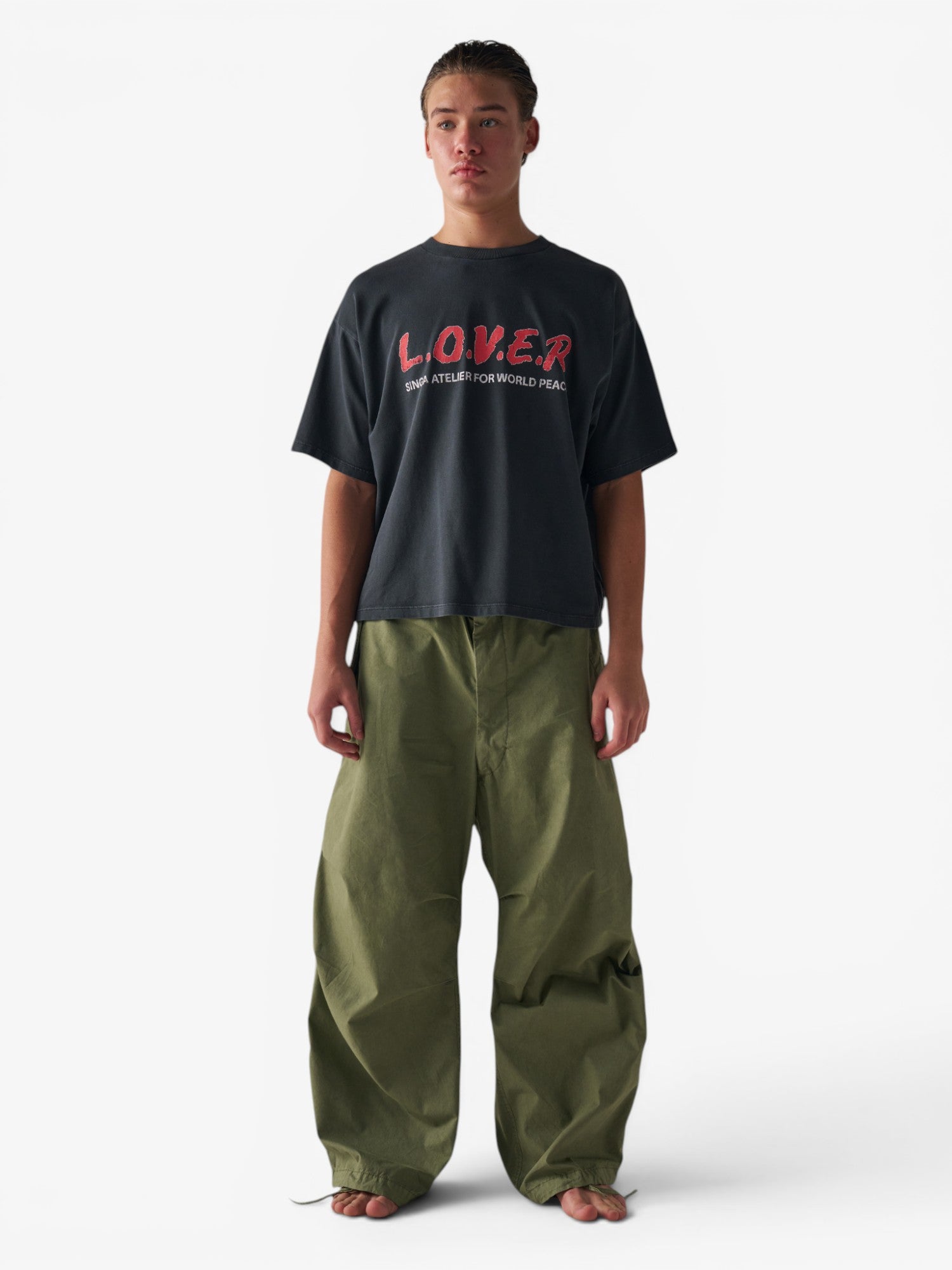 Black 'Over Love Not War' Oversized Boxy Tee
