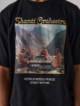 Black 'Shanti Orchestra' Oversized Boxy Tee