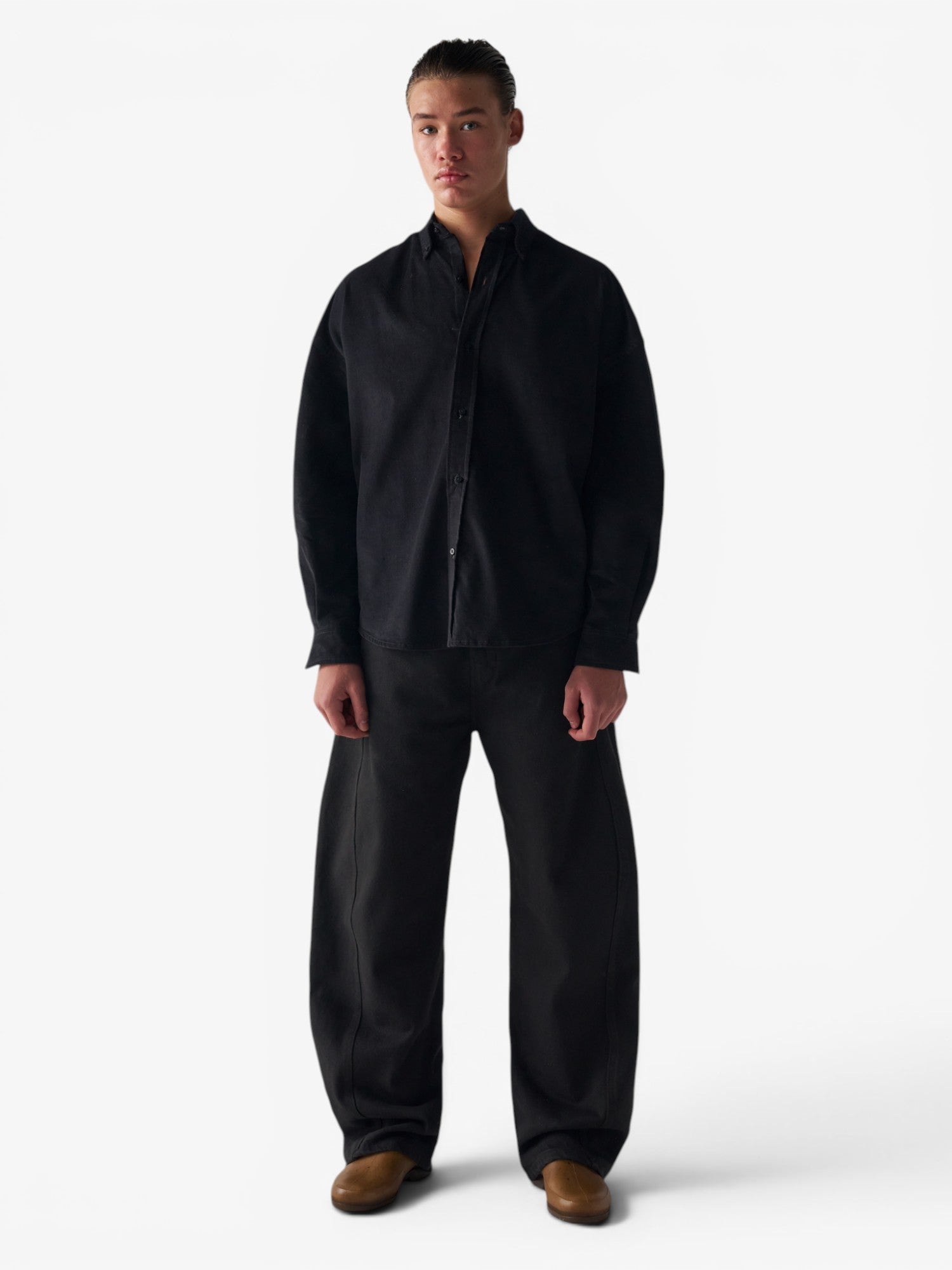 Black 'Diana' Velvet Oversized Shirt