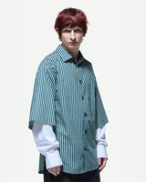 Blue & White Striped Double Longsleeve Shirt