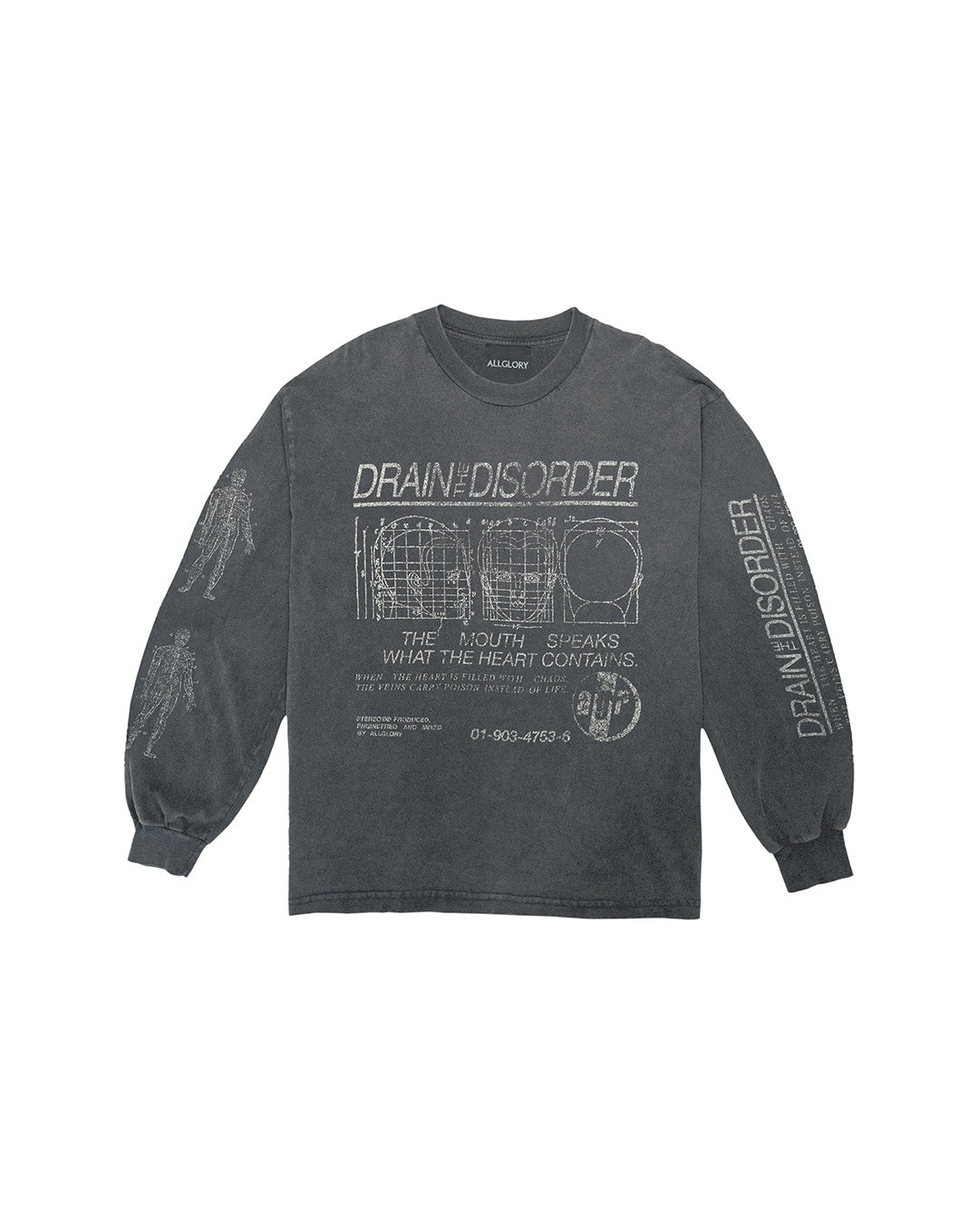Black Faded 'Drain The Disorder' LS Tee