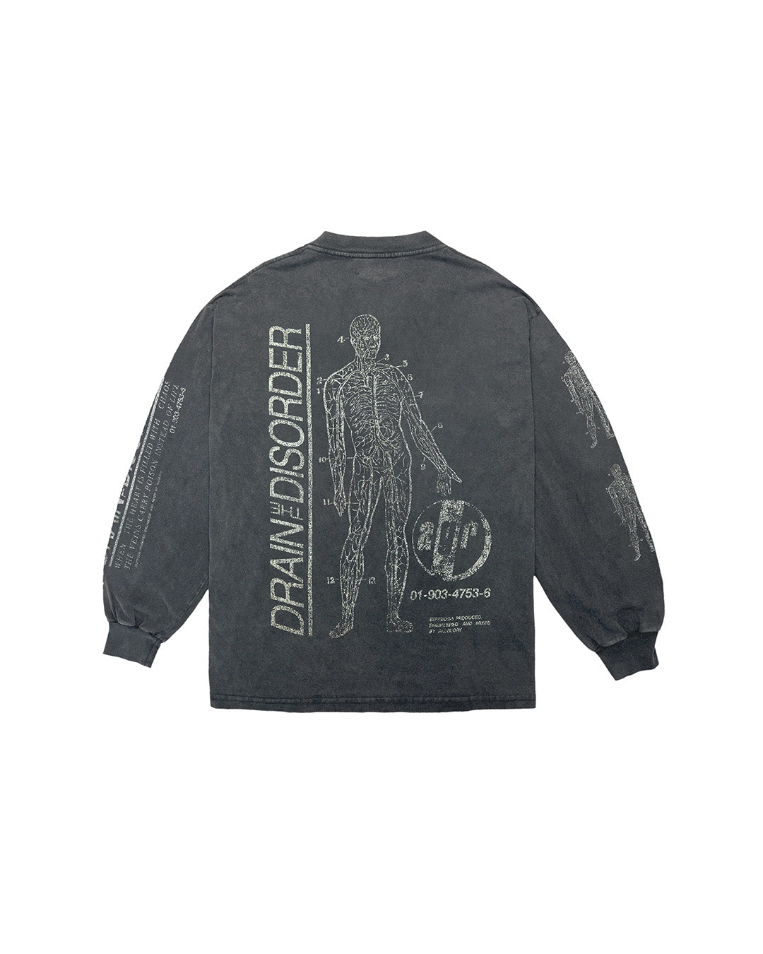 Black Faded 'Drain The Disorder' LS Tee