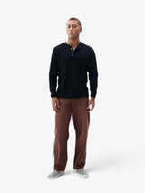 Black Henley Longsleeve Regular Tee