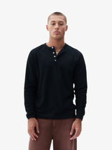 Black Henley Longsleeve Regular Tee