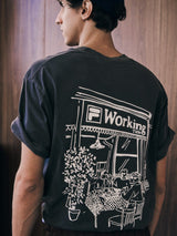 Washed Black 'Bar' Tee X FILA