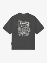 Washed Black 'Bar' Tee X FILA